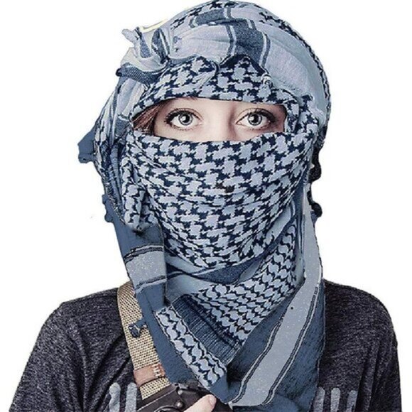 ⚡Men Blue 100% Cotton Military Shemagh Tactical Desert Keffiyeh Scarf Wrap - Picture 9 of 9